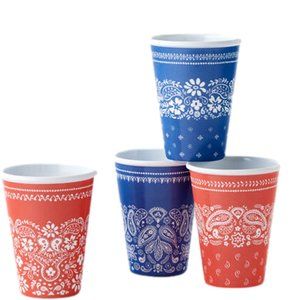 Red and Blue Bandana Melamine Cup Set of 4